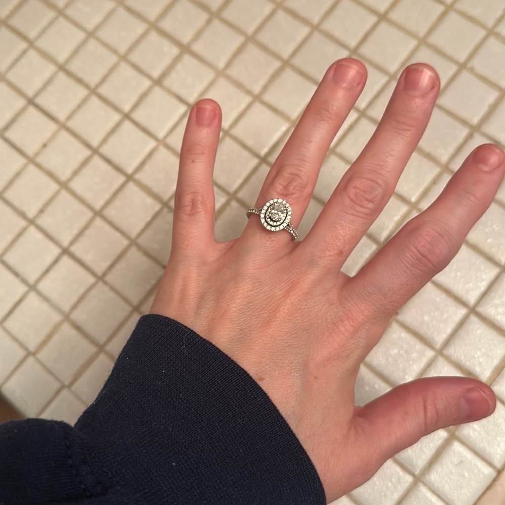 Neil lane double halo oval engagement ring. Size 6.75